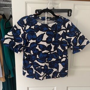 Banana Republic Navy and White Floral Top